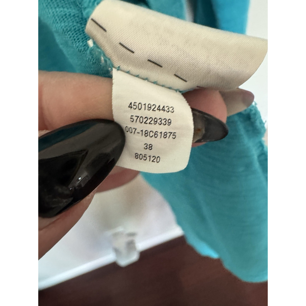 Chicos The Ultimate Tee Cardigan Womens Sz 2 Turquoise Long Sleeve Lightweight - Picture 7 of 7